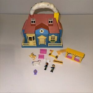 Vintage Tiny Dreams 90s Blue Box Polly Pocket Carry Along Horse Set Lot